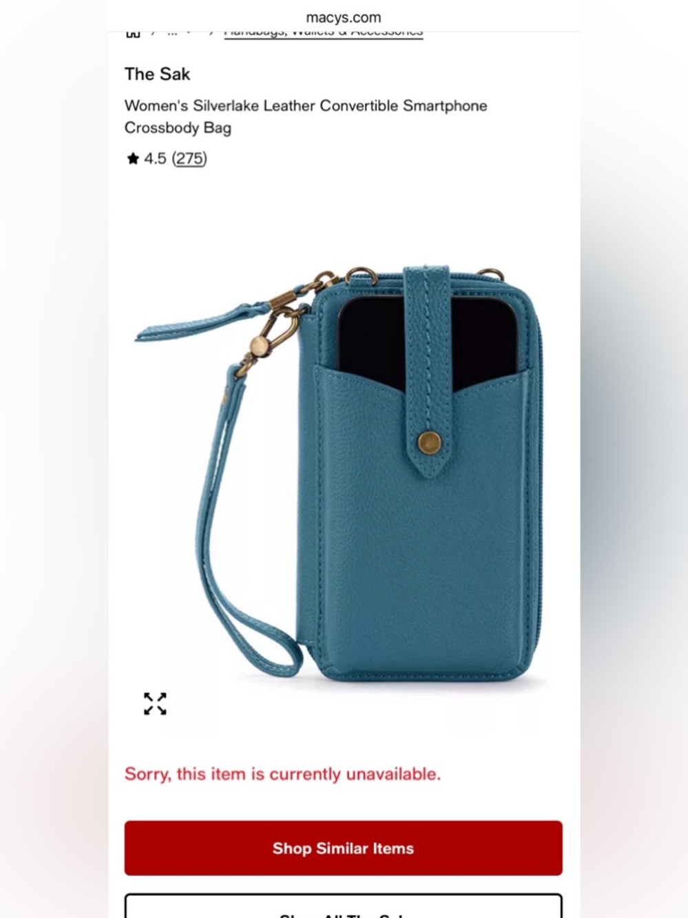 THE SAK Silverlake Leather Smartphone Wallet, Wristlet or Crossbody Bag - Picture 9 of 10